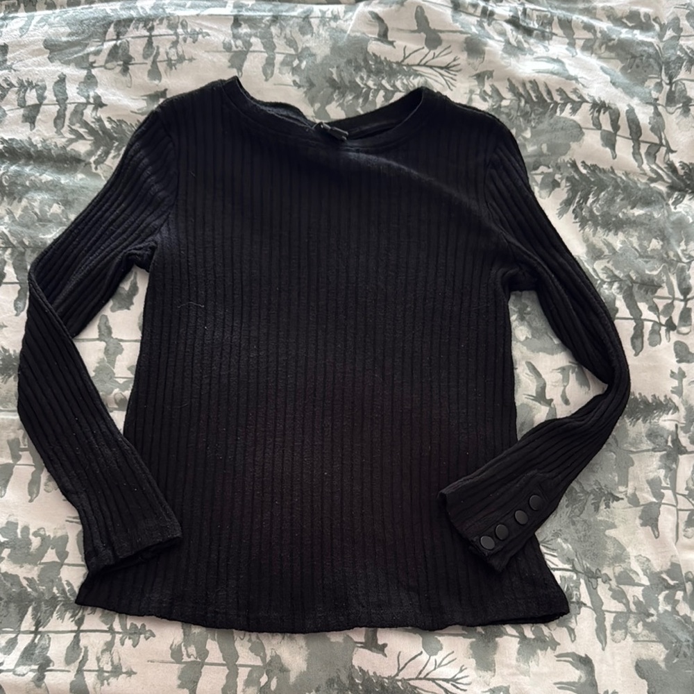Worthington Black Ribbed Fitted Hoodie